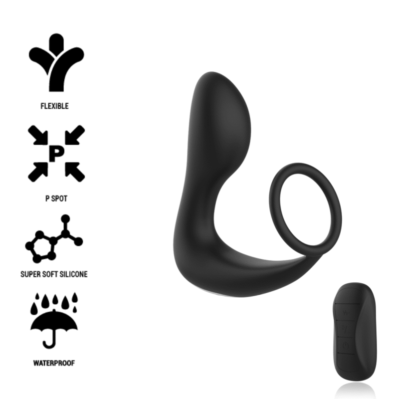 REMOTE CONTROL ANAL MASSAGER RECHARGEABLE SILICONE BLACK