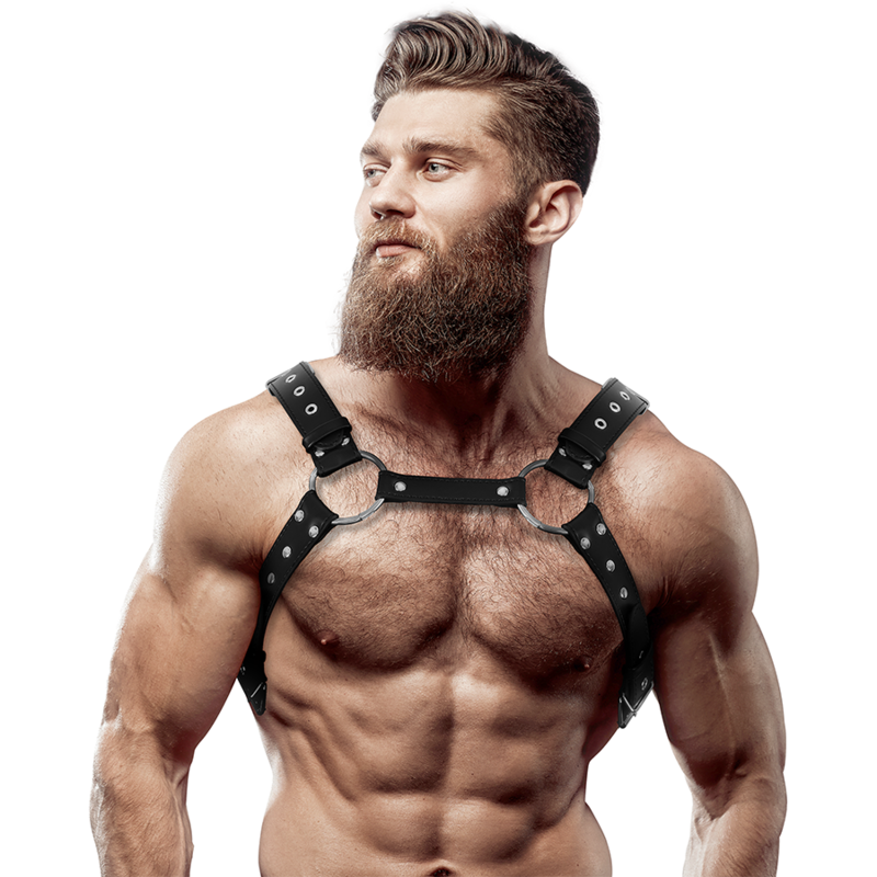 FETISH SUBMISSIVE ATTITUDE - CHEST HARNESS WITH STUDS ADJUSTABLE ECO LEATHER MEN
