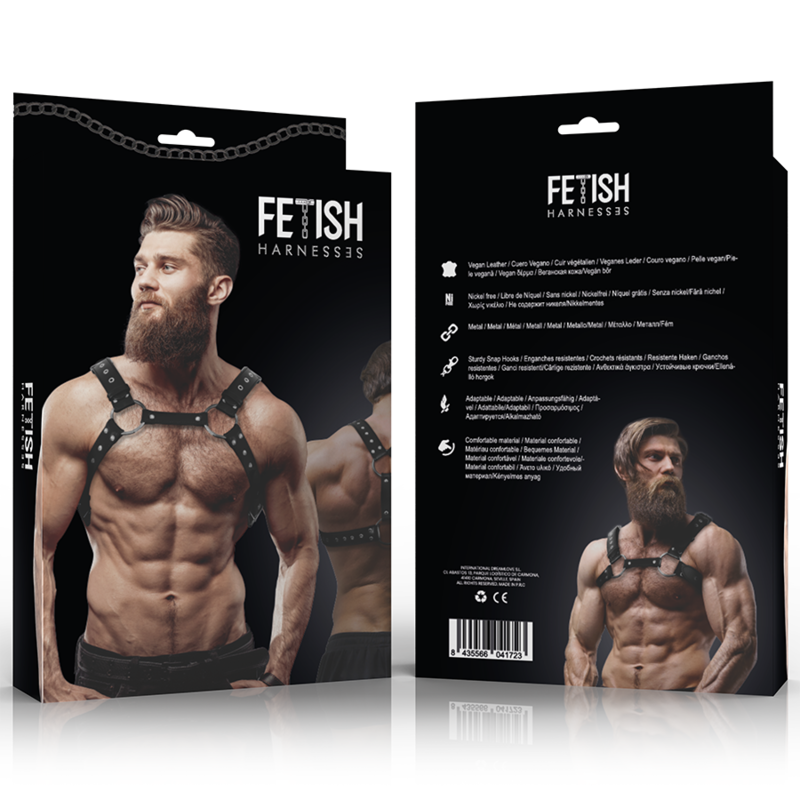 FETISH SUBMISSIVE ATTITUDE - CHEST HARNESS WITH STUDS ADJUSTABLE ECO LEATHER MEN