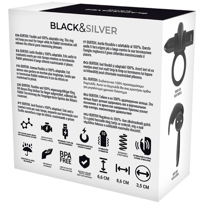 BLACK&SILVER- BURTON RING 10 VIBRATION MODES BLACK